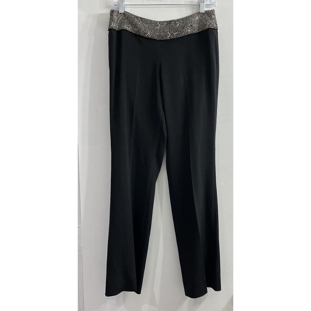 Ralph Lauren Black Label Women's Black Silk Blend Pants Rhinestone Waistband‎ 6